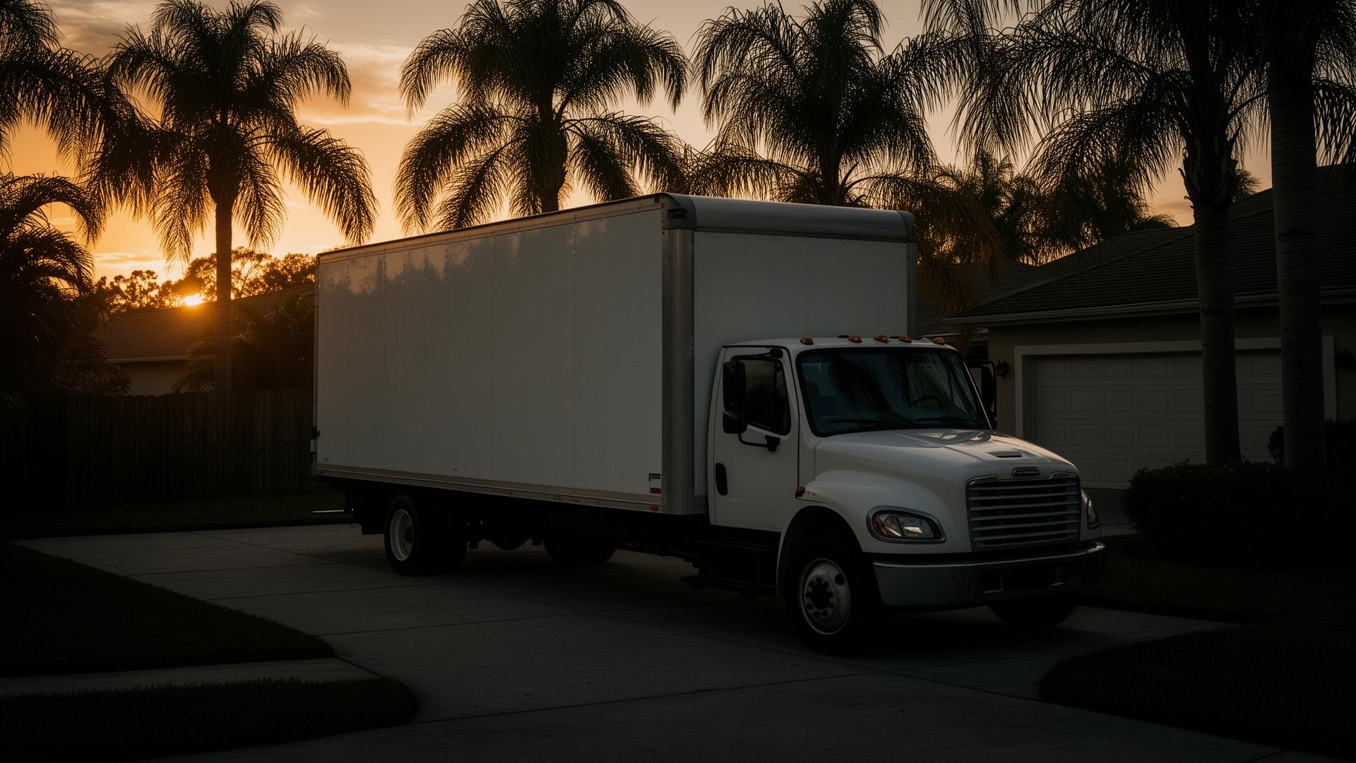 Junk removal truck at sunset in Central Florida